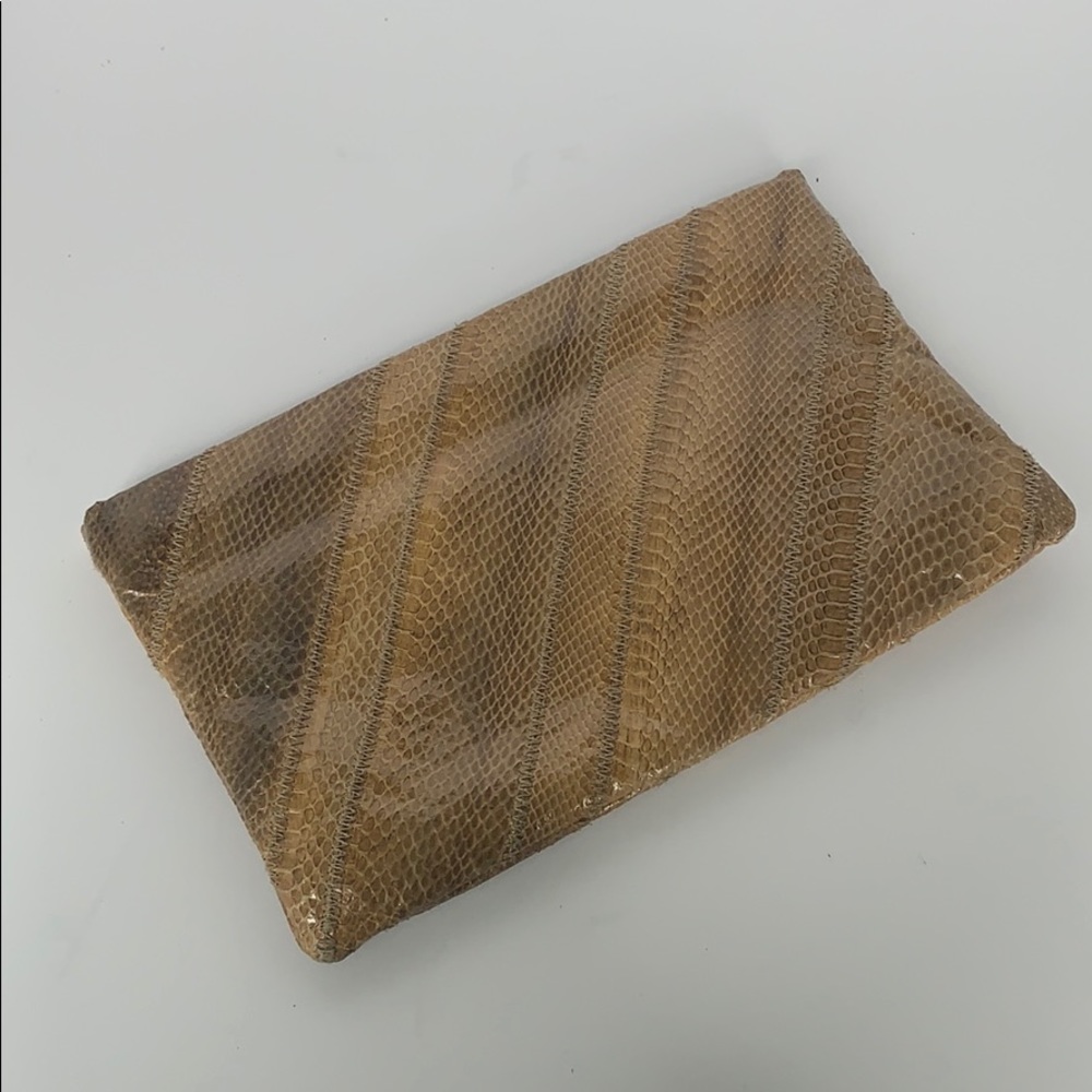 Genuine leather and snake Ronay hinged clutch